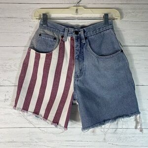 Vintage Stefano International stripe denim shorts high waisted size 8